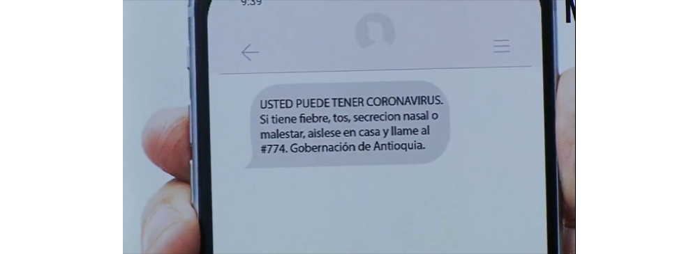 Text message sent by Antioquia Government